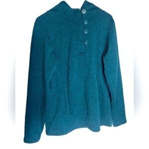 Columbia - Hooded Women’s Teal Sweater fleece - Large - Quarter Button Down